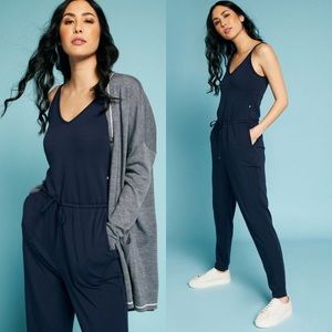 Kit and Ace Good Feels Jumpsuit Navy Small Brushed French Terry Soft Lounge